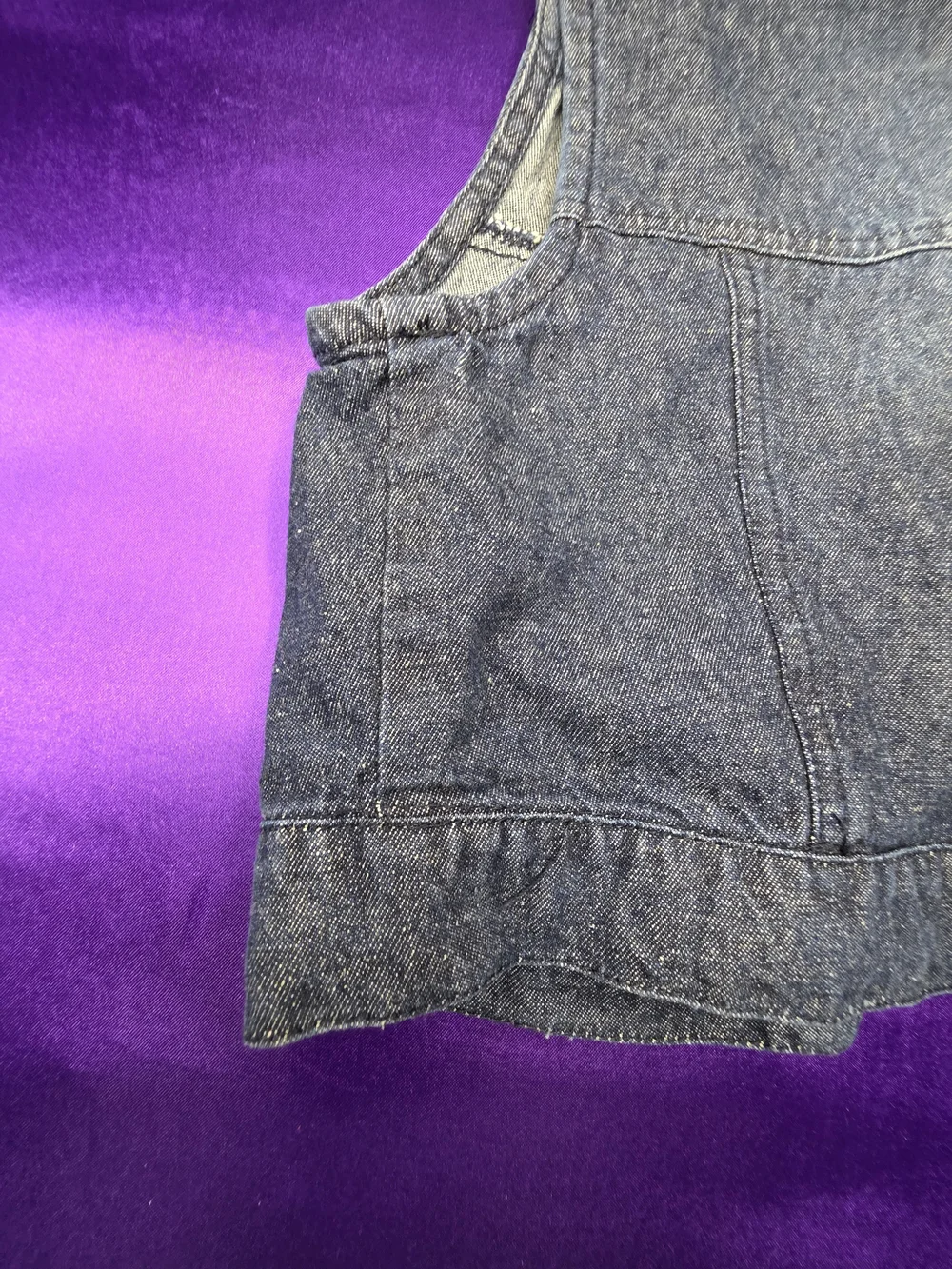 Rare Editions Dark Blue Denim Sequin Patch Vest Size 7